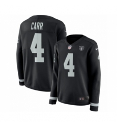 Women's Nike Oakland Raiders #4 Derek Carr Limited Black Therma Long Sleeve NFL Jersey