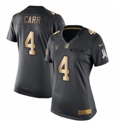 Women's Nike Oakland Raiders #4 Derek Carr Limited Black/Gold Salute to Service NFL Jersey