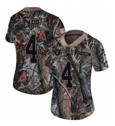 Women's Nike Oakland Raiders #4 Derek Carr Limited Camo Rush Realtree NFL Jersey