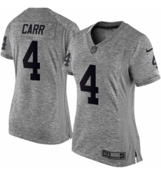 Women's Nike Oakland Raiders #4 Derek Carr Limited Gray Gridiron NFL Jersey