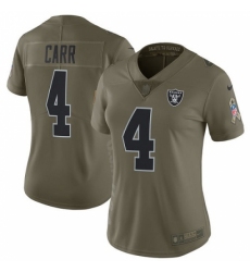 Women's Nike Oakland Raiders #4 Derek Carr Limited Olive 2017 Salute to Service NFL Jersey