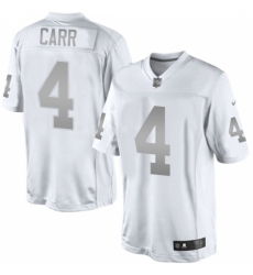 Women's Nike Oakland Raiders #4 Derek Carr Limited White Platinum NFL Jersey