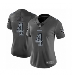 Women's Oakland Raiders #4 Derek Carr Gray Static Fashion Limited Player 100th Season Football Jersey