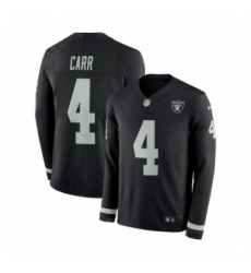 Youth Nike Oakland Raiders #4 Derek Carr Limited Black Therma Long Sleeve NFL Jersey