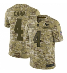 Youth Nike Oakland Raiders #4 Derek Carr Limited Camo 2018 Salute to Service NFL Jersey