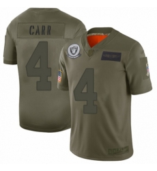 Youth Oakland Raiders #4 Derek Carr Limited Camo 2019 Salute to Service Football Jersey