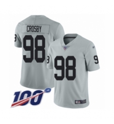 Youth Oakland Raiders #98 Maxx Crosby Limited Silver Inverted Legend 100th Season Football Jersey