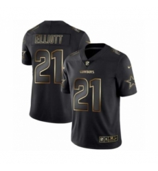 Men Dallas Cowboys #21 Ezekiel Elliott Black Golden Edition 2019 Vapor Untouchable Limited Jersey