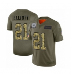 Men's Dallas Cowboys #21 Ezekiel Elliott 2019 Olive Camo Salute to Service Limited Jersey