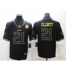 Men's Dallas Cowboys #21 Ezekiel Elliott Black Gold Throwback Limited Jersey