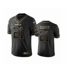 Men's Dallas Cowboys #21 Ezekiel Elliott Black Golden Edition Limited Football Jersey