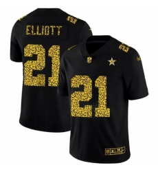 Men's Dallas Cowboys #21 Ezekiel Elliott Black Nike Leopard Print Limited Jersey