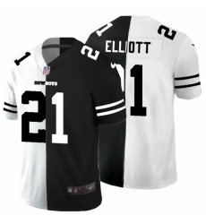 Men's Dallas Cowboys #21 Ezekiel Elliott Black White Limited Split Fashion Football Jersey