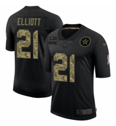 Men's Dallas Cowboys #21 Ezekiel Elliott Camo 2020 Salute To Service Limited Jersey
