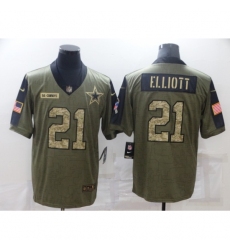 Men's Dallas Cowboys #21 Ezekiel Elliott Camo 2021 Salute To Service Limited Player Jersey