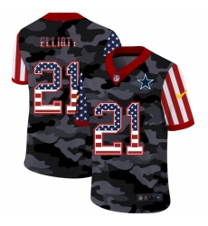 Men's Dallas Cowboys #21 Ezekiel Elliott Camo Flag Nike Limited Jersey