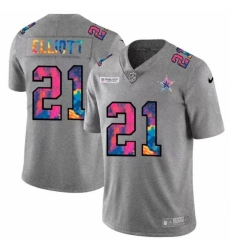 Men's Dallas Cowboys #21 Ezekiel Elliott Gray Rainbow Version Nike Limited Jersey