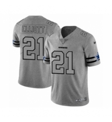 Men's Dallas Cowboys #21 Ezekiel Elliott Gray Team Logo Gridiron Limited Football Jersey