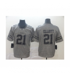 Men's Dallas Cowboys #21 Ezekiel Elliott Limited Gray Rush Gridiron Football Jersey
