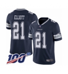 Men's Dallas Cowboys #21 Ezekiel Elliott Navy Blue Team Color Vapor Untouchable Limited Player 100th Season Football Jersey