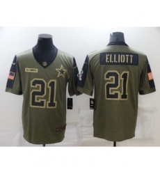 Men's Dallas Cowboys #21 Ezekiel Elliott Nike Olive 2021 Salute To Service Limited Player Jersey