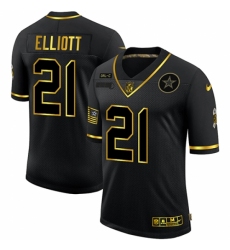 Men's Dallas Cowboys #21 Ezekiel Elliott Olive Gold Nike 2020 Salute To Service Limited Jersey