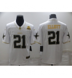 Men's Dallas Cowboys #21 Ezekiel Elliott White Gold Limited Player Jersey