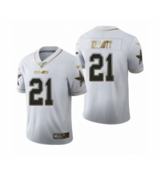 Men's Dallas Cowboys #21 Ezekiel Elliott White Golden Edition Limited Football Jersey