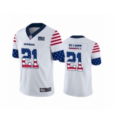 Men's Dallas Cowboys #21 Ezekiel Elliott White Independence Day Limited Football Jersey