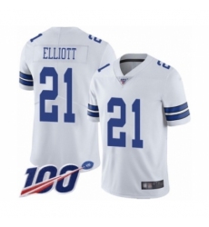 Men's Dallas Cowboys #21 Ezekiel Elliott White Vapor Untouchable Limited Player 100th Season Football Jersey