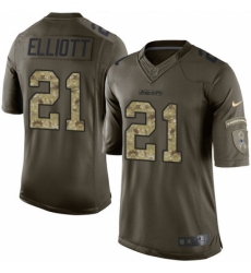 Men's Nike Dallas Cowboys #21 Ezekiel Elliott Elite Green Salute to Service NFL Jersey