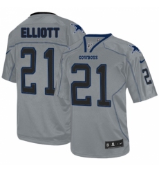 Men's Nike Dallas Cowboys #21 Ezekiel Elliott Elite Lights Out Grey NFL Jersey