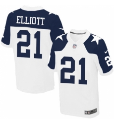 Men's Nike Dallas Cowboys #21 Ezekiel Elliott Elite White Throwback Alternate NFL Jersey