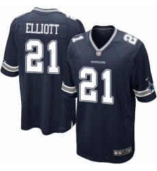 Men's Nike Dallas Cowboys #21 Ezekiel Elliott Game Navy Blue Team Color NFL Jersey