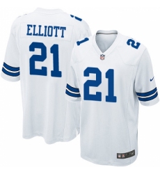 Men's Nike Dallas Cowboys #21 Ezekiel Elliott Game White NFL Jersey