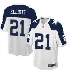 Men's Nike Dallas Cowboys #21 Ezekiel Elliott Game White Throwback Alternate NFL Jersey