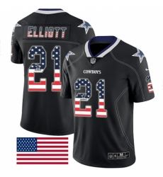 Men's Nike Dallas Cowboys #21 Ezekiel Elliott Limited Black Rush USA Flag NFL Jersey
