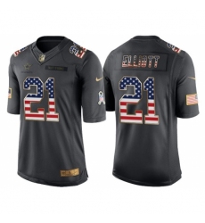 Men's Nike Dallas Cowboys #21 Ezekiel Elliott Limited Black USA Flag Salute To Service NFL Jersey