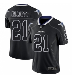 Men's Nike Dallas Cowboys #21 Ezekiel Elliott Limited Lights Out Black Rush NFL Jersey