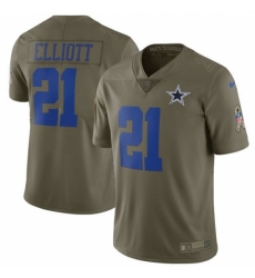 Men's Nike Dallas Cowboys #21 Ezekiel Elliott Limited Olive 2017 Salute to Service NFL Jersey