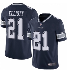 Men's Nike Dallas Cowboys #21 Ezekiel Elliott Navy Blue Team Color Vapor Untouchable Limited Player NFL Jersey