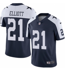 Men's Nike Dallas Cowboys #21 Ezekiel Elliott Navy Blue Throwback Alternate Vapor Untouchable Limited Player NFL Jersey