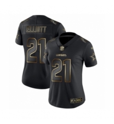 Women's Dallas Cowboys #21 Ezekiel Elliott Black Gold Vapor Untouchable Limited Football Jersey