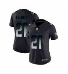 Women's Dallas Cowboys #21 Ezekiel Elliott Black Smoke Fashion Limited Football Jersey