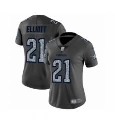 Women's Dallas Cowboys #21 Ezekiel Elliott Gray Static Fashion Limited Football Jersey