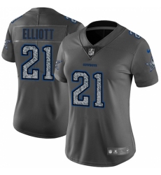 Women's Nike Dallas Cowboys #21 Ezekiel Elliott Gray Static Vapor Untouchable Limited NFL Jersey