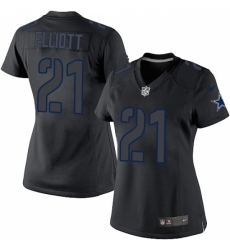 Women's Nike Dallas Cowboys #21 Ezekiel Elliott Limited Black Impact NFL Jersey