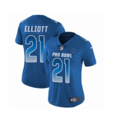Women's Nike Dallas Cowboys #21 Ezekiel Elliott Limited Royal Blue NFC 2019 Pro Bowl NFL Jersey