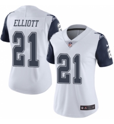 Women's Nike Dallas Cowboys #21 Ezekiel Elliott Limited White Rush Vapor Untouchable NFL Jersey
