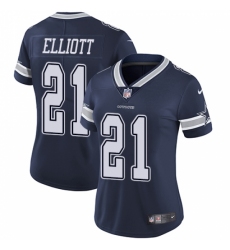 Women's Nike Dallas Cowboys #21 Ezekiel Elliott Navy Blue Team Color Vapor Untouchable Limited Player NFL Jersey